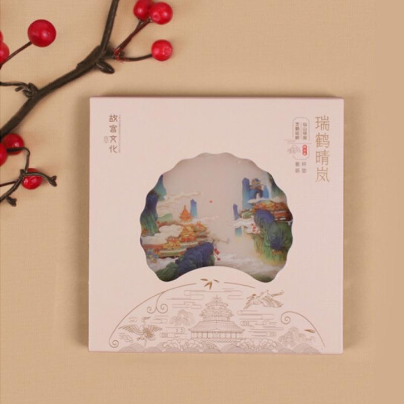 故宮文化 瑞鶴晴嵐杯墊套裝硅膠杯墊家居用品 文創(chuàng)禮品 生日紀(jì)念日母親節(jié)禮物 瑞鶴晴嵐 杯墊套裝